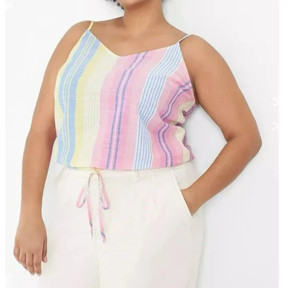 Lane Bryant Crop Drawstring Tank Rebecca Stripe Multicolor Size 20 (XXL) Plus - Picture 5 of 13
